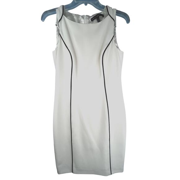 White House Black Market Dresses & Skirts - WHBM sleeveless white sheath dress with black piping, size 4P, EUC